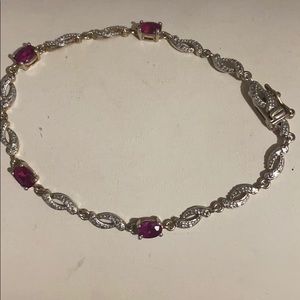Sterling silver real ruby stone vintage bracelet